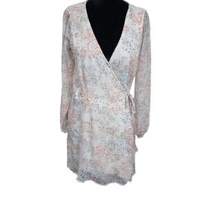 Abercrombie Fitch Faux Wrap White Watercolor Leopold Fairy Dress Cottagecore L